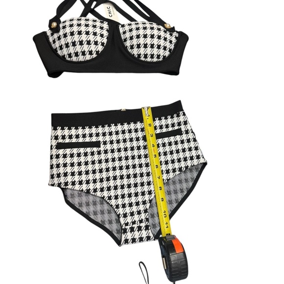 CHIC THE BRAND.Black and White Gingham Bikini with High-Waisted Bottoms - Picture 2 of 16